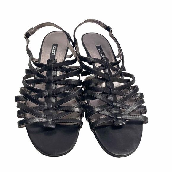 ECCO Womens Black Slingback Block Heels Size 10.5 /41 - Picture 1 of 12